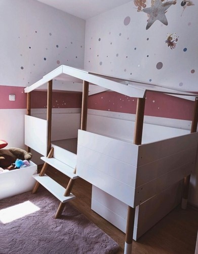 Hausbett weiß natur halbhoch - hausbett,