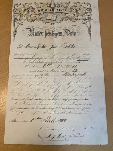 Org grabbrief altona 1909 - org.,