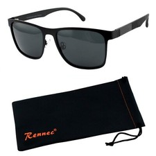 Sonnenbrille Herren Schwarz Polarisiert Rechteckig Metall Leicht Nerd Rennec 20P