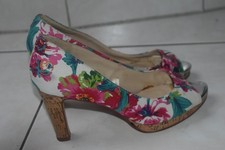 Only Pink Pumps  Peep Toes High Heels Korkabsatz geblümelt Gr. 39 gebraucht