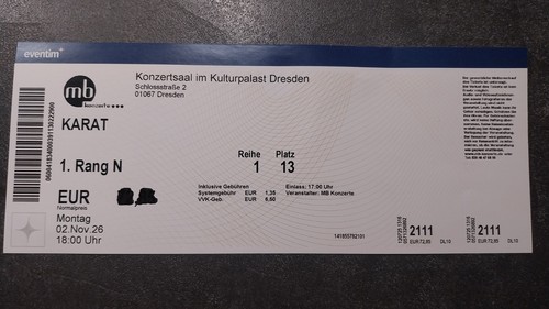 Konzertkarte karat dresden - konzertkarte, "