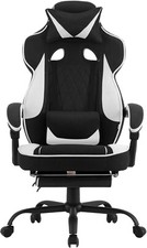 Gaming Stuhl mit Taschenfederkissen Gamer Sessel breiter Sitz Fußstütze sg03sw