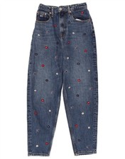 Tommy Hilfiger Damen Mom Jeans High Rise Tapered Jeans W24 L25 blau geblümt BT14