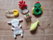 Baby Spielzeug 6 tlg. Knister Rassel Quietsch Klingel Perlen