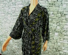 ISSA LONDON DAMEN FEST PARTY KLEID WEITE ÄRMEL GÜRTEL KHAKI SCHWARZ WEISS 36 