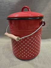 Emaille Eimer rot mit weißen