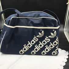 adidas vintage  Tasche blue blau marine weiße Schrift sports bag 35x20x10cm 80er