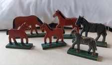 alte Flachtiere vintage DDR Bauernhof Pferde Esel Erzgebirge Holzspielzeug Bauer