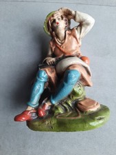 Krippenfigur, sitzender Hirte