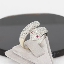 Sale! Wert 3990 € Brillant Rubin Ring Schlange 585 14 Karat Weiß Gold