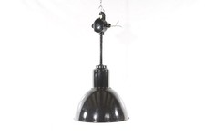 alte Hängelampe Leuchte Lampe Emaille Halle Werkstatt Vintage Schwarz E40 220V