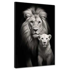 Wandbild Leinwandbild Afrika 2 Löwen frontal Kunstdruck XL Wanddeko