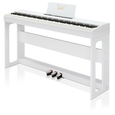 Glarry 88 Tasten Digital Piano Elektronisches Klavier 3Pedale für Anfänger Weiß