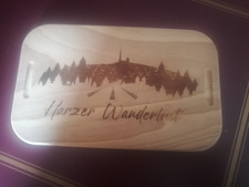 Lunchbox/Butterbrotdose mit Holzdeckel - Klemmbügel - undenutzt