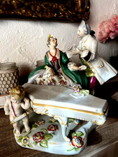 Karl Ens Volkstedt Porzellanfigur „Dame am Cembalo mit Kavalier“ – Rokoko  1892