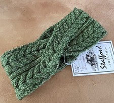 NEU Merino Kopfband keltische Zopfmuster 100% Irische Merinowolle Moss-Green