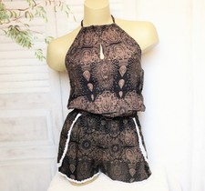 Schwarz Brauner Paisley Shorts