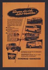HANNOVER, Werbung 1955, HANOMAG Diesel Pritschen-Koffer-Kastenwagen