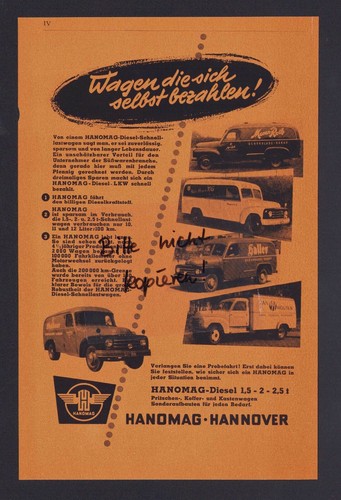 Hannover werbung 1955 - hannover,,