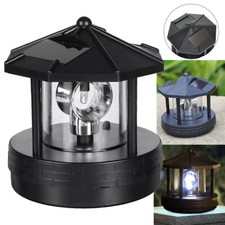 LED Solar Leuchtturm 360° Rotierenden Solarlampe Garten Beleuchtung Balkon IP55