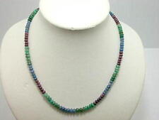  RUBIN  SAFIR SMARAGD RONDEL EDELSTEINKETTE  WUNDERSCHÖN CA. 100ct. JG 184 