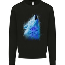 Wolf Wasserfarbe Kinder Sweatshirt Pullover