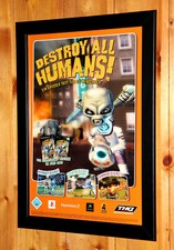 2005 Destroy All Humans! Sehr seltenes kleines Poster / alte Werbeseite gerahmt PS2 Xbox 