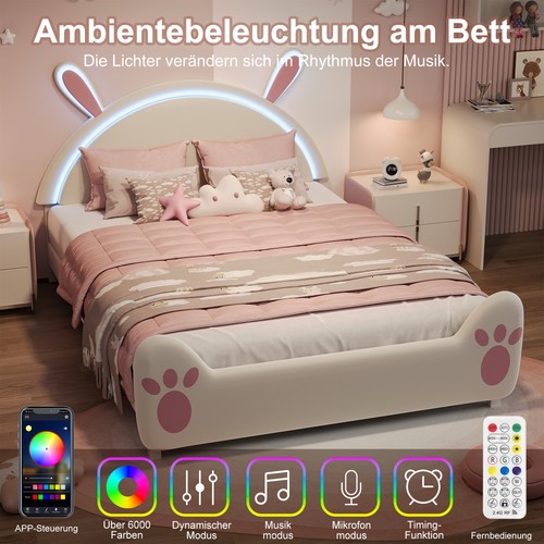 Polsterbett mit led - mit, led,kinderbett