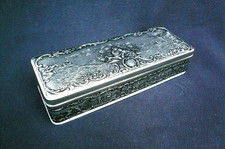 alte BLECHDOSE * HARIBO LAKRITZEN BONN "Landschaft-Liebespaar" 28x10,5x6 /ukX57