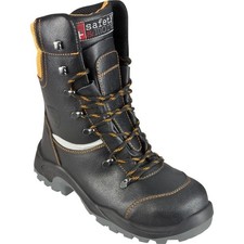 Bullstar Schnittschutz-Stiefel Leder S3 Arbeitsstiefel schwarz Gr. 46