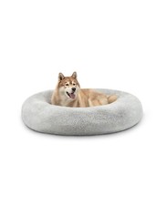 B-Ware: lionto Hundebett rund Hundekissen Katzenbett Donut hellgrau120 cm Ø