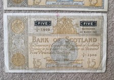 Bank of Scotland £5 5 Pound 1951 Banknote 7/I 1900
