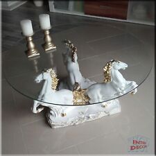 Glastisch Couchtisch Pferde Glas Tisch Wohnzimmertisch Antik Design Modern