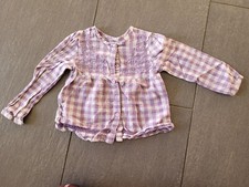 Bluse Zara Baby 9 Bis 12 Monate 74 80 Weiß Lila Kariert