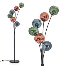 HOFSTEIN Villamare Stehlampe Metall/Glas Schwarz/Kupfer/Blau/Grün Fußschalter