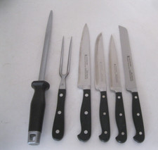 WMF Spitzenklasse 6-teiliges Messerset mit Fleischgabel Wetzstahl 9581,9582,9520