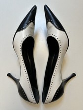 Vintage Pumps schwarz-weiß • Sergio Rossi • Gr.38 • Leder • 7,5 cm Höhe