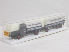 Büssing 8000 DoKa Pritschenhängerzug + Plane "Blaise" grau Box Brekina 7423 1:87