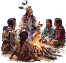 Indian headdress sticker 9x9