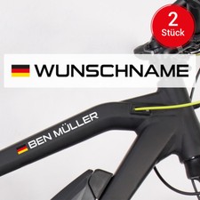 2x Fahrrad Aufkleber "Name und Flagge" Name Bike  Rad Matt Glanz Schwarz Grau