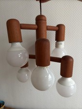 Waldi Leuchten Deckenlampe aus den 70er Jahren – Teakholz, 5-flammig, Mid-Centur