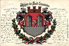 Wappen Litho Crimmitschau in Sachsen, Stadtwappen, Königreich Sachsen - 11471718