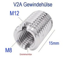 V2A Gewinde Hülse Adapter M12 auf M8 15mm Gewinde Adapter M12 M8 Gewindeadaper