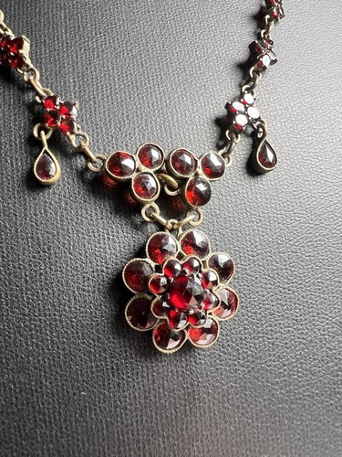 Antik collier granat - collier,