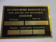 Typenschild Schild Oldtimer Traktor MWM Hela Fendt Deuliwag Messing 53x73 mm S72