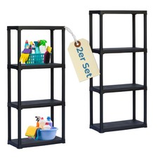 2x Steckregal Kunststoff Stand Vorrat Regal Keller Lager 4 Böden 60 x 30 x 133cm