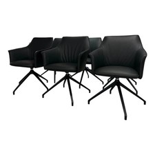 Leolux 6er-Set Armlehnstuhl Mara Cruz Leder Senso 1000 Schwarz Gestell 