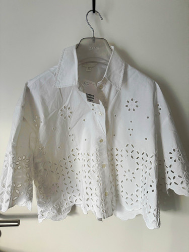 Bluse weiß kurzarm kragen - bluse,
