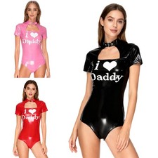 Damen Body Wetlook Lack Leder