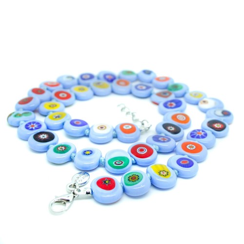 Murano glas halskette hellblau - murano,